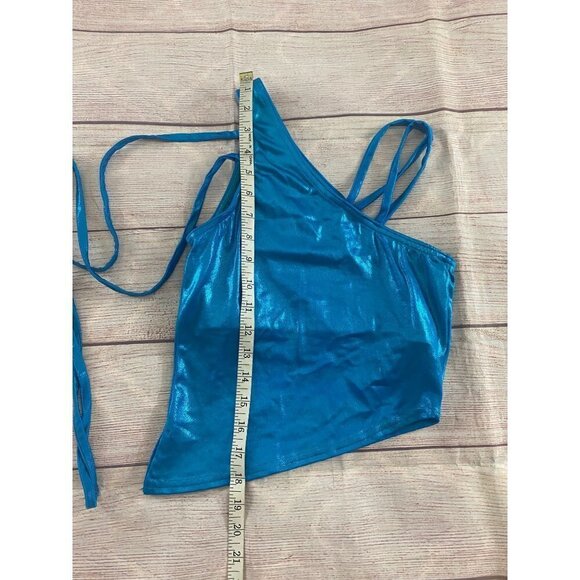 Cheerleader Danz Team Blue Shimmer Asymmentrical Cheer leading Top - Small - Picture 3 of 12